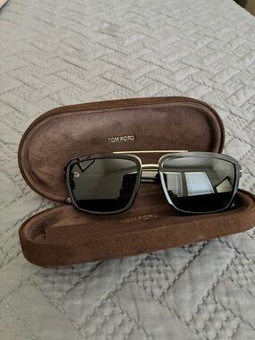 Tom Ford Black Sunglasses with Gold Accents